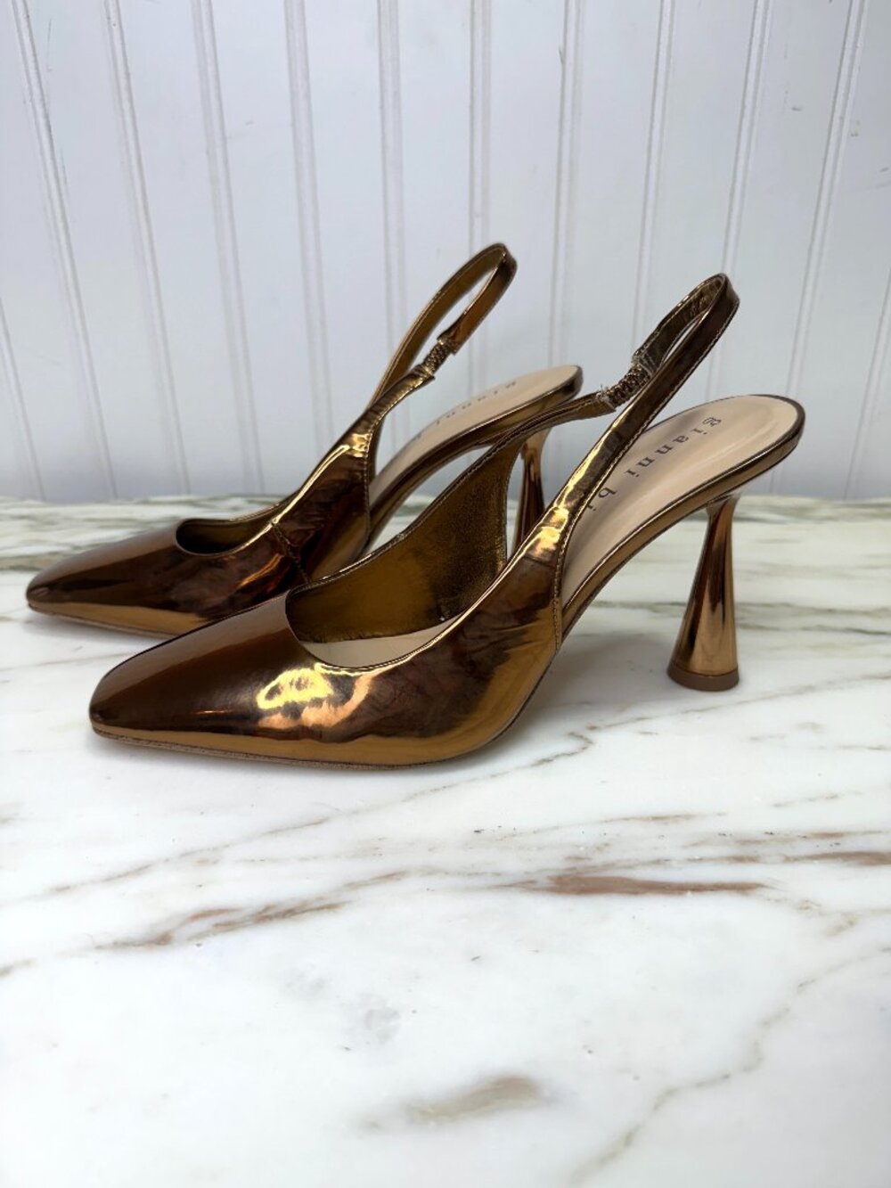 Gianni Bini Metallic Copper Bronze Slingback Heels Bronze Size 9M Pointed Toe